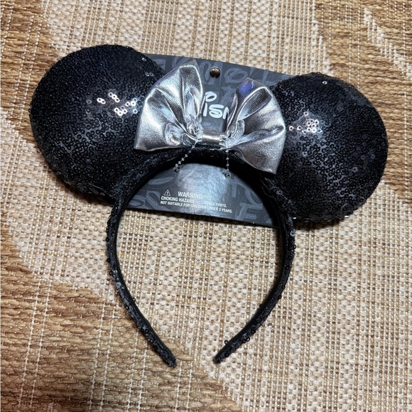 DISNEY EARS - 2 pcs! Tan/white and black/silver Mickey Mouse Headbands - NEW - Picture 4 of 7